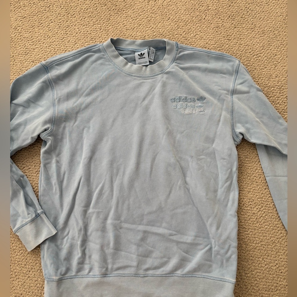 Adidas Men's Light Blue Crewneck Sweater